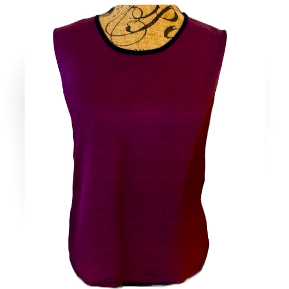Due per Due 100% Silk Burgundy Plum Magenta Purple Shell Top Blouse Tunic XL